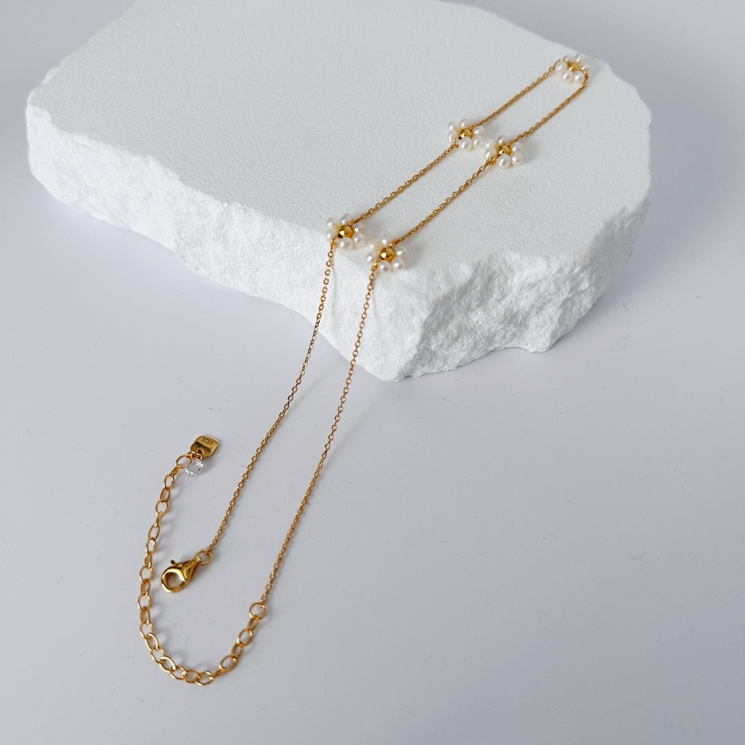 Flower bead Pearl Chain Necklace