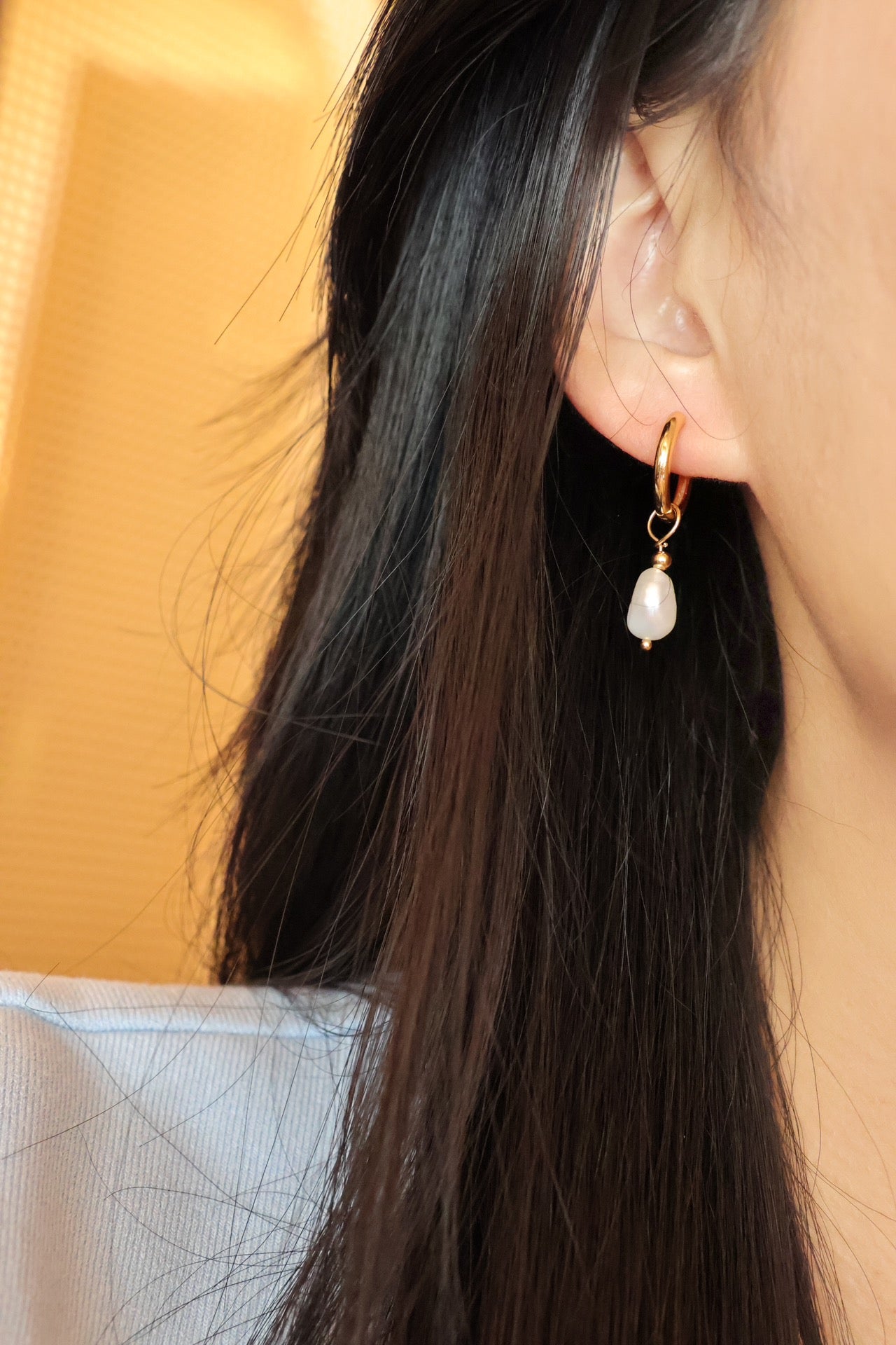 Baroque Pearl AB Face Hoop Earrings