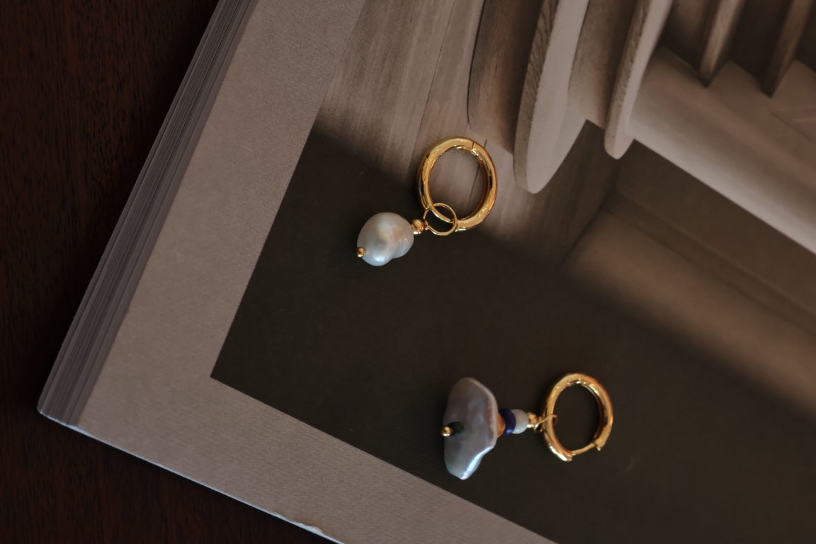 Baroque Pearl AB Face Hoop Earrings