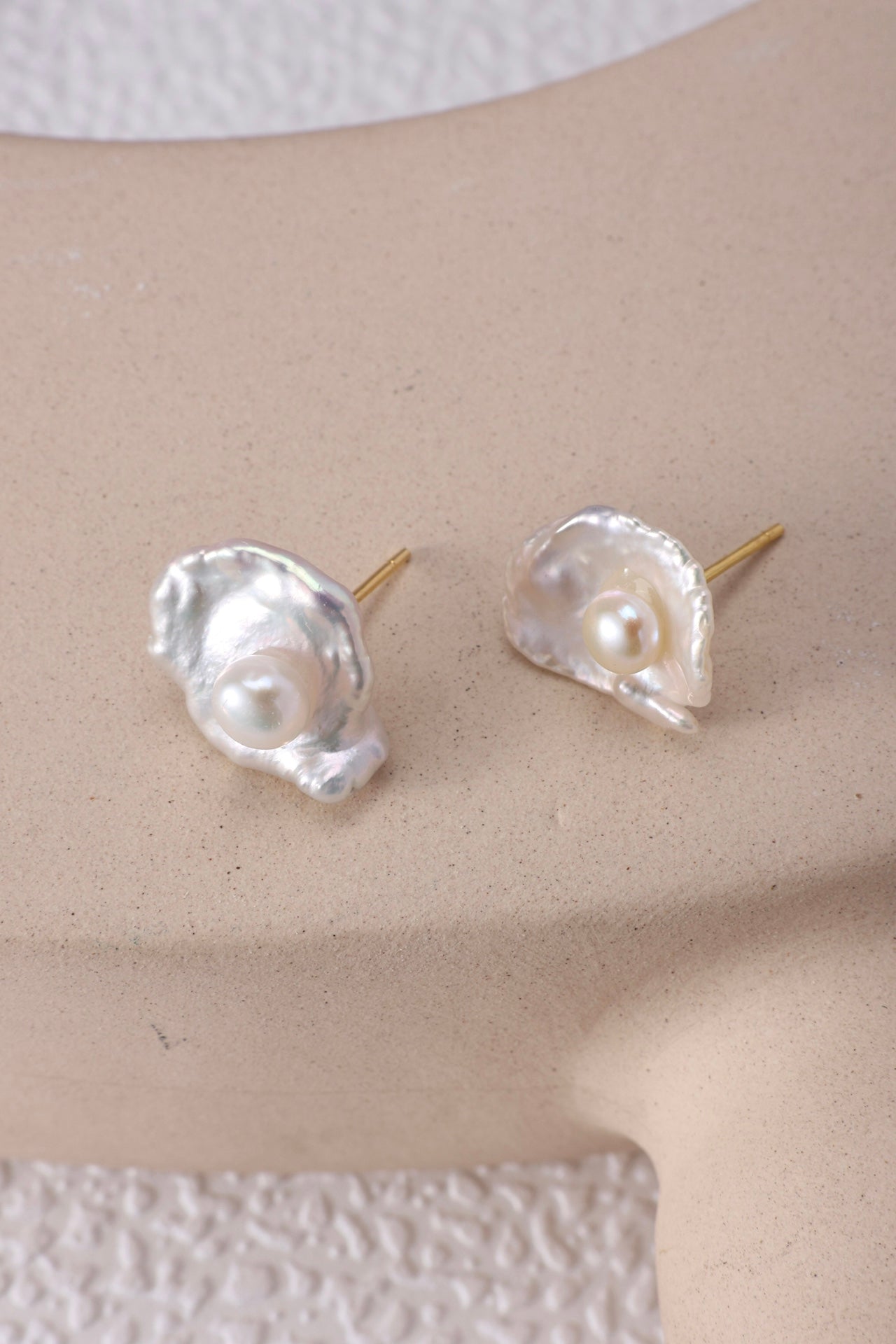 Leaf & Pearl Stud Earrings