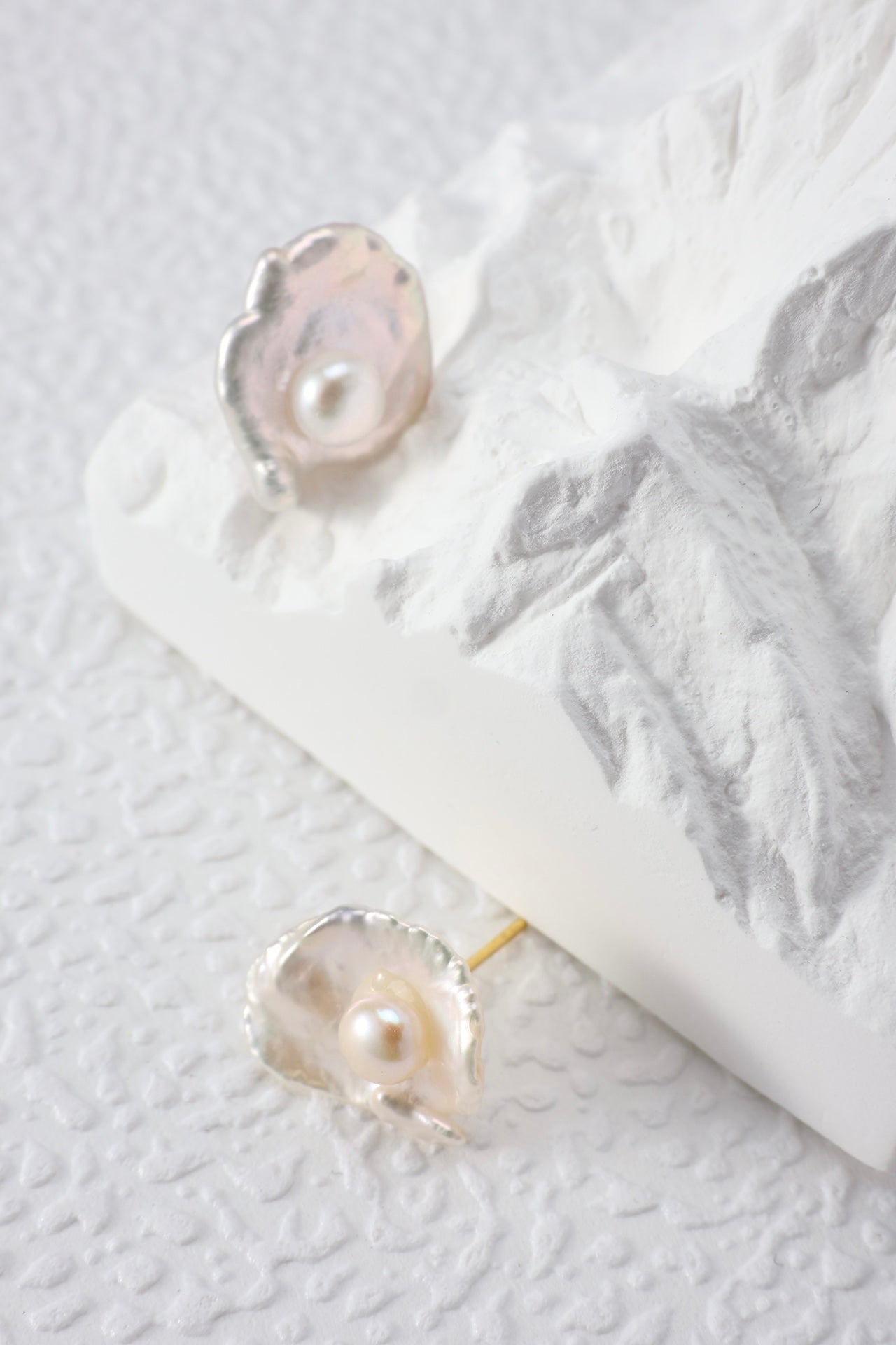 Leaf & Pearl Stud Earrings