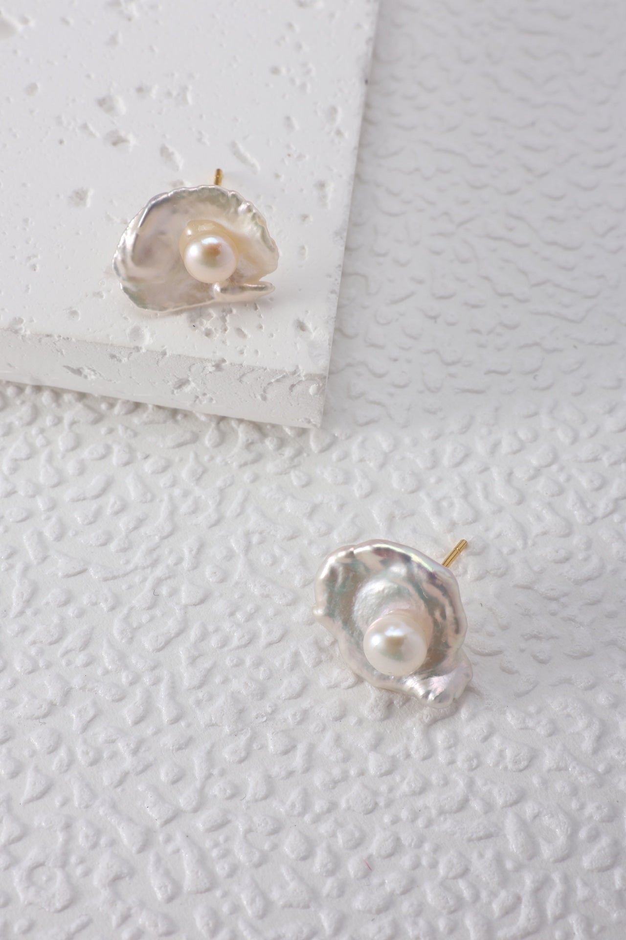 Leaf & Pearl Stud Earrings