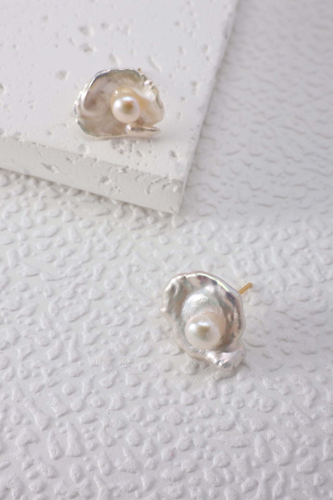 Leaf & Pearl Stud Earrings