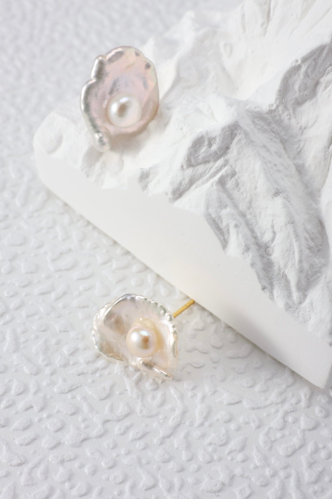 Leaf & Pearl Stud Earrings