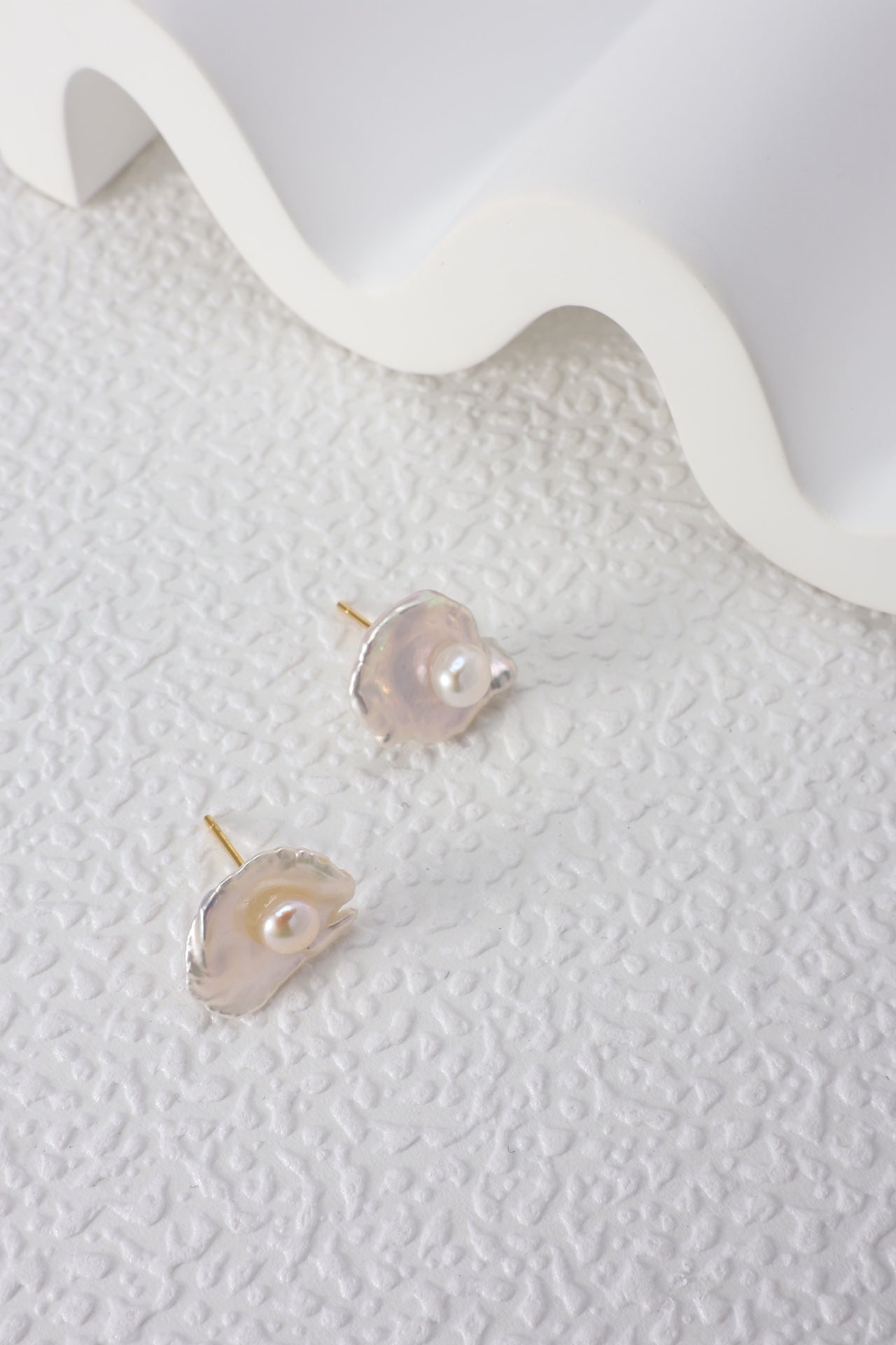 Leaf & Pearl Stud Earrings